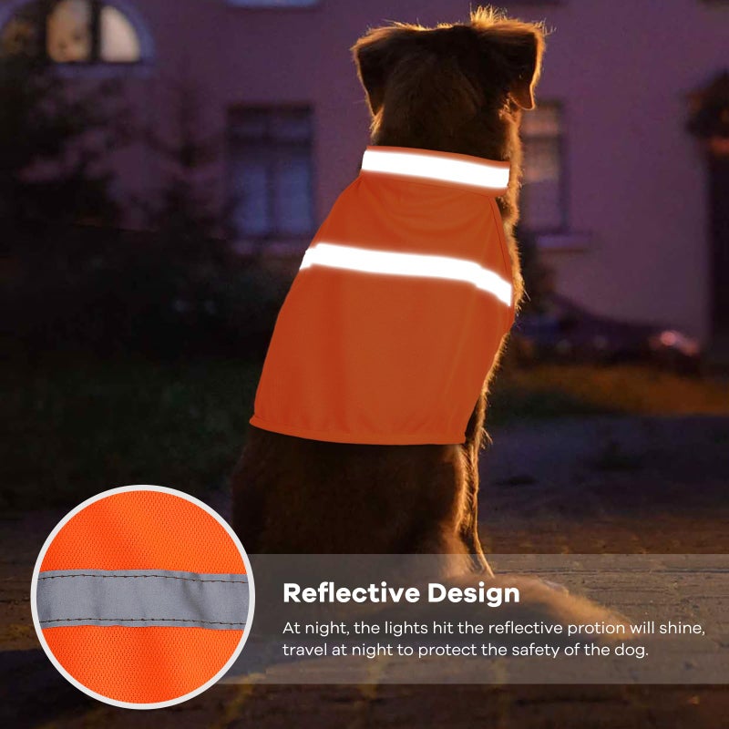 Vizbrite Dog Jacket High Visibility Safety Reflective Dog Vest for Small Medium Large Dogs (Large, Orange) - Image 3